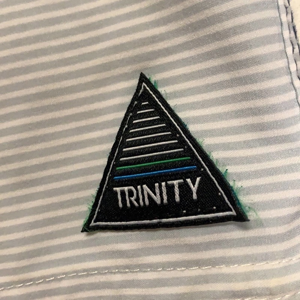 Trinity Boardshorts 40 in Blues and Gray Stripes - Picture 2 of 5